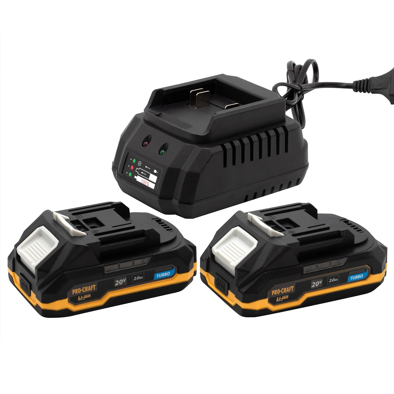 Набір PROCRAFT PBC-SET 1 (2 АКБ 20V 2Аг + зп ) Turbo