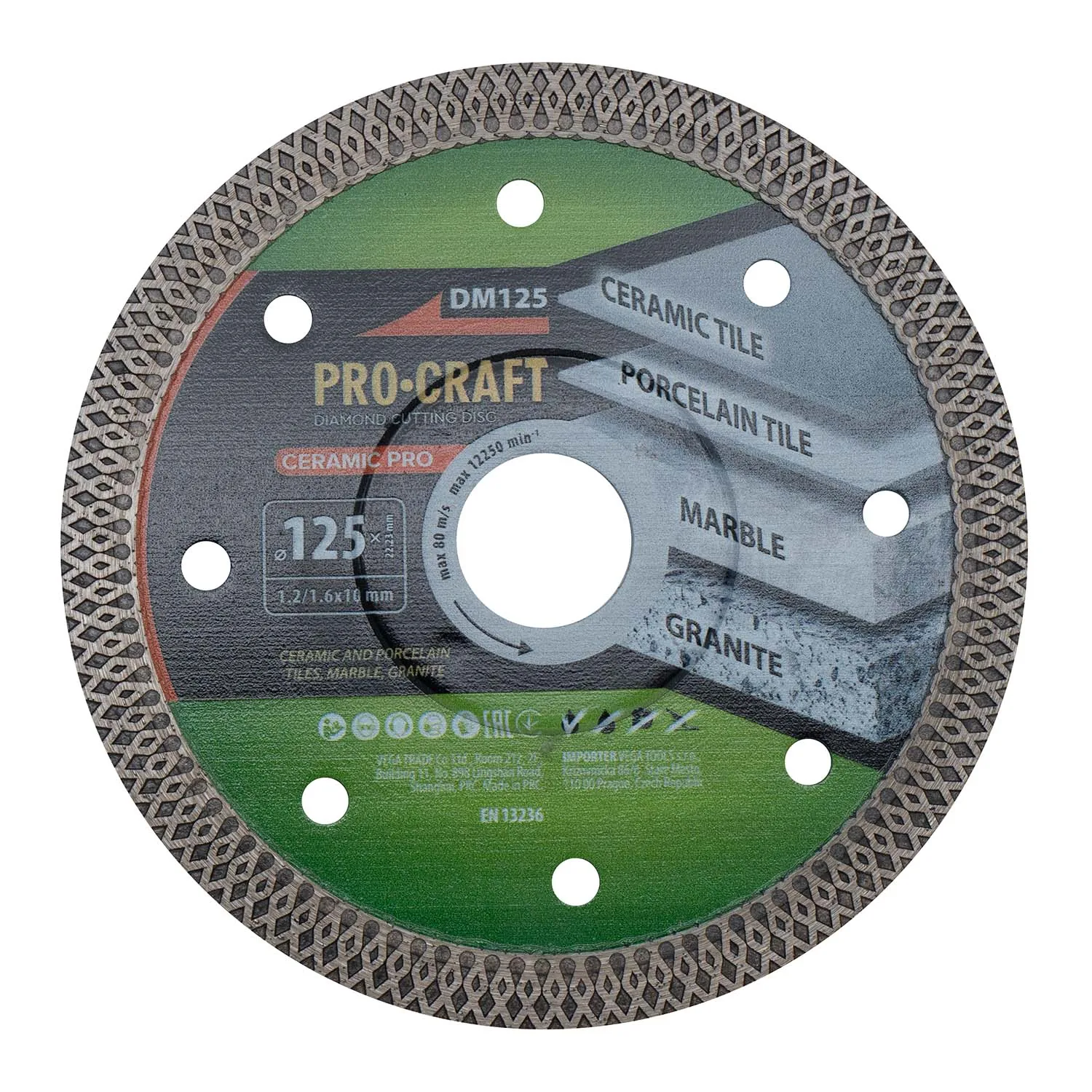 Диск алмазний ріжучий Ceramic PRO-CRAFT DM-125