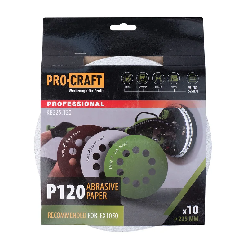 Коло шліфувальне на липучці PRO-CRAFT KB225.120 ( наб.10 шт)
