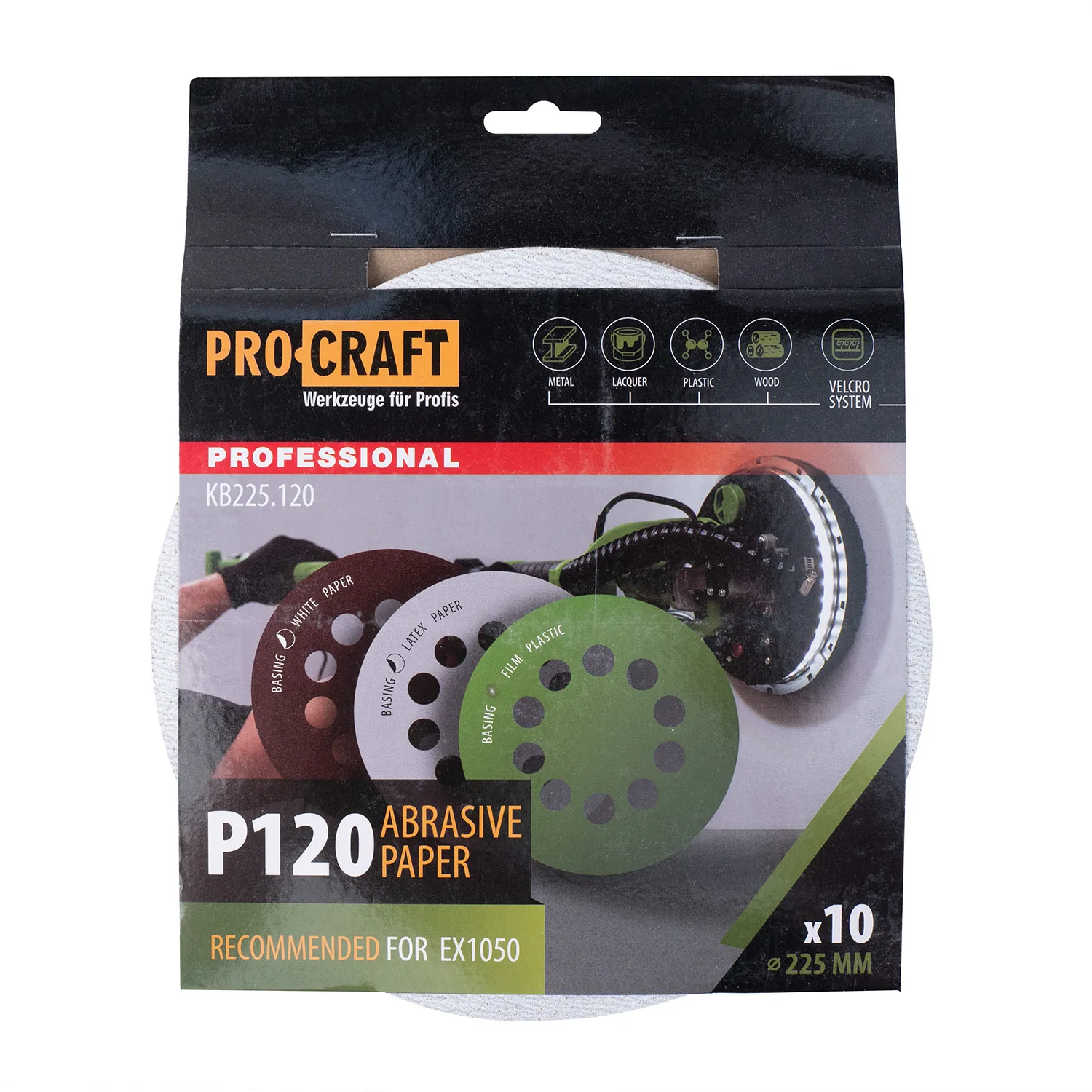 Коло шліфувальне на липучці PRO-CRAFT KB225.120 ( наб.10 шт)