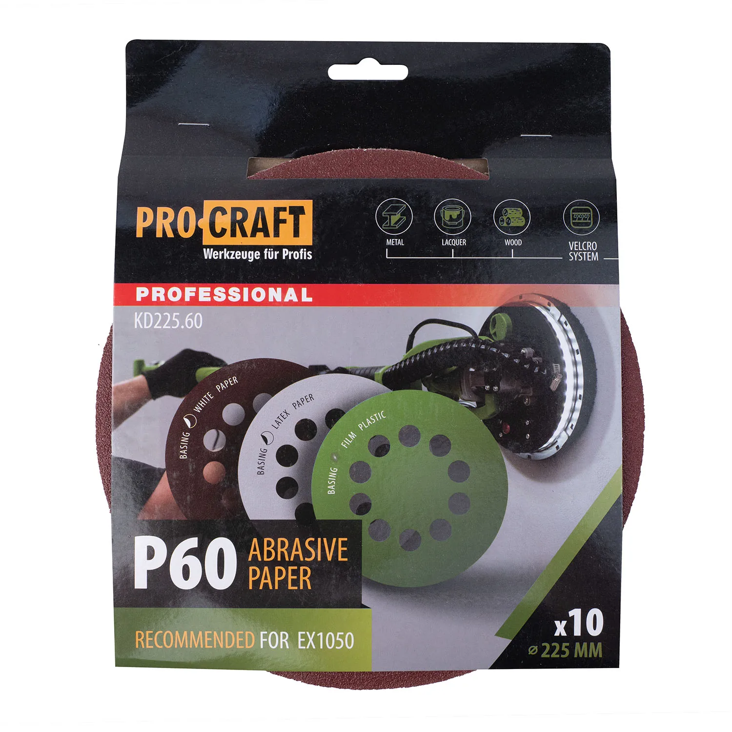 Коло шліфувальне на липучці PRO-CRAFT KD225.60 ( наб.10 шт)