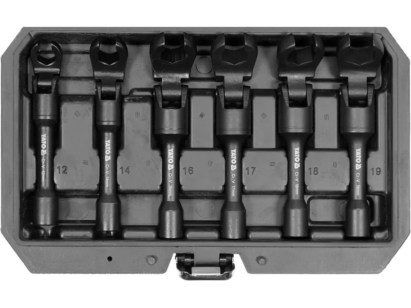 Ключі накидні відкриті на шарнірі до квадр. 3/8" YATO, М 12, 14, 16, 17, 18, мм, 6 шт.