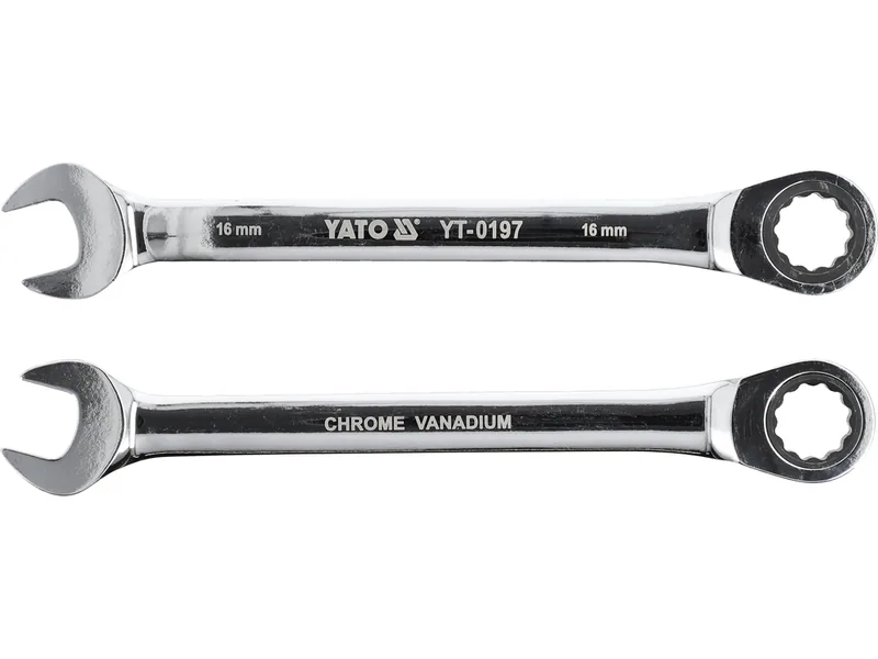Ключ ріжково-накидний YATO з тріщаткою : CrV, М= 16 мм, L= 210 мм