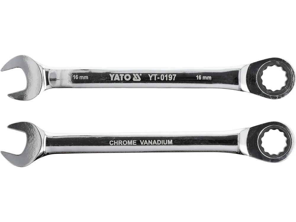 Ключ ріжково-накидний YATO з тріщаткою : CrV, М= 16 мм, L= 210 мм