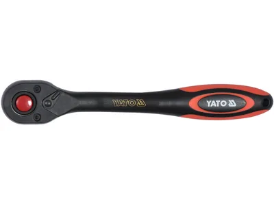 Тріщатка YATO : квадрат 3/8", 72T, L= 202 мм, вигнута ручка покрита пластиком