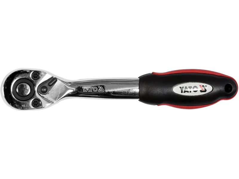 Тріщатка YATO : квадрат 3/8", L= 200 мм, 72T, вигнута ручка