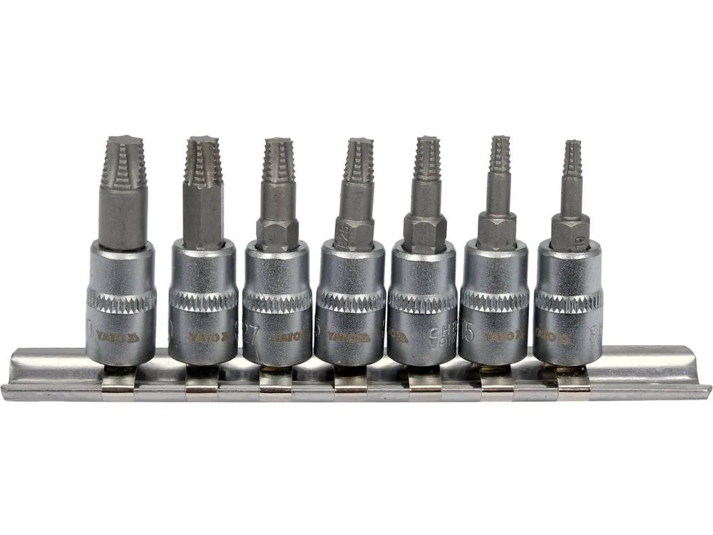 Набір естракорів гвинтів YATO торцеві з TORX спіральні квадрат 1/4", 7 шт