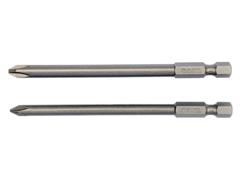 Набір насадок викруткових YATO : "Philips" PH1,PH2, L= 100 мм, квадрат 1/4". 2 шт.