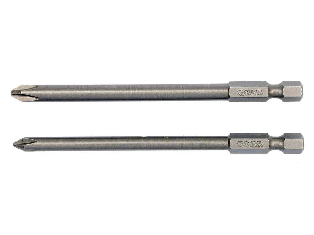 Набір насадок викруткових YATO : "Philips" PH1,PH2, L= 100 мм, квадрат 1/4". 2 шт.