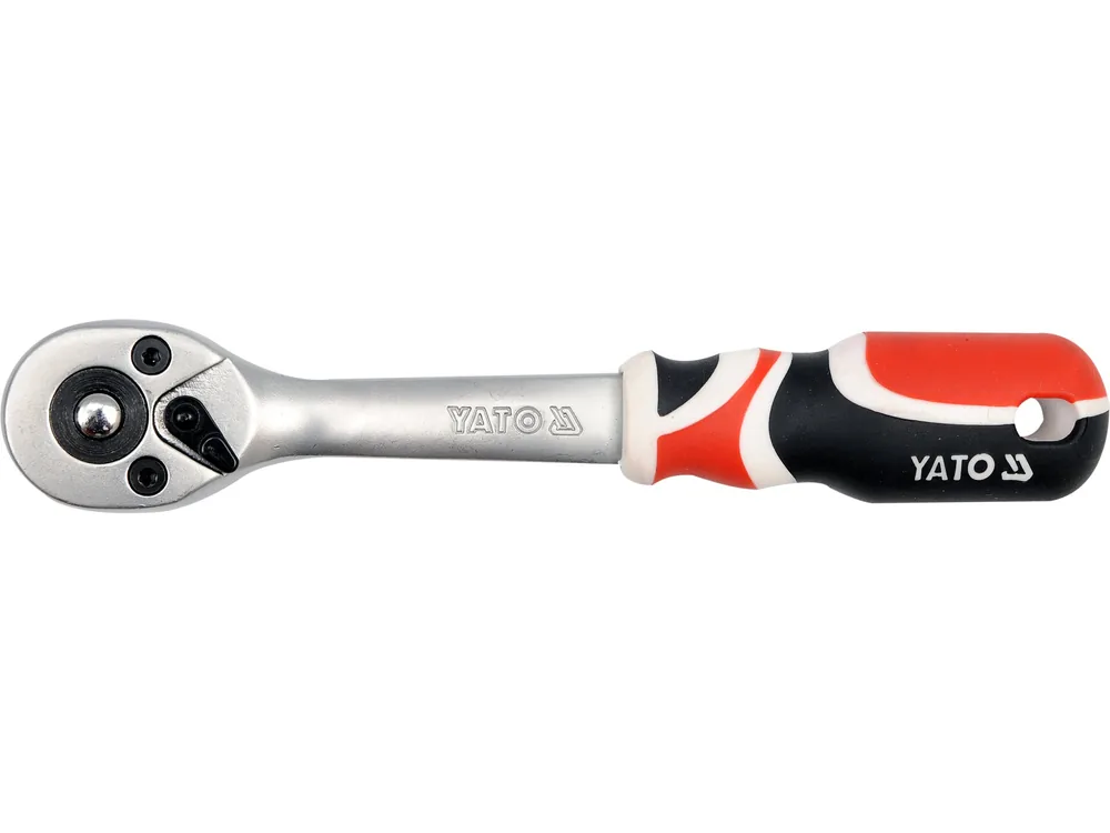 Тріщатка YATO : квадрат 1/4", L= 155 мм, 72T, вигнута ручка
