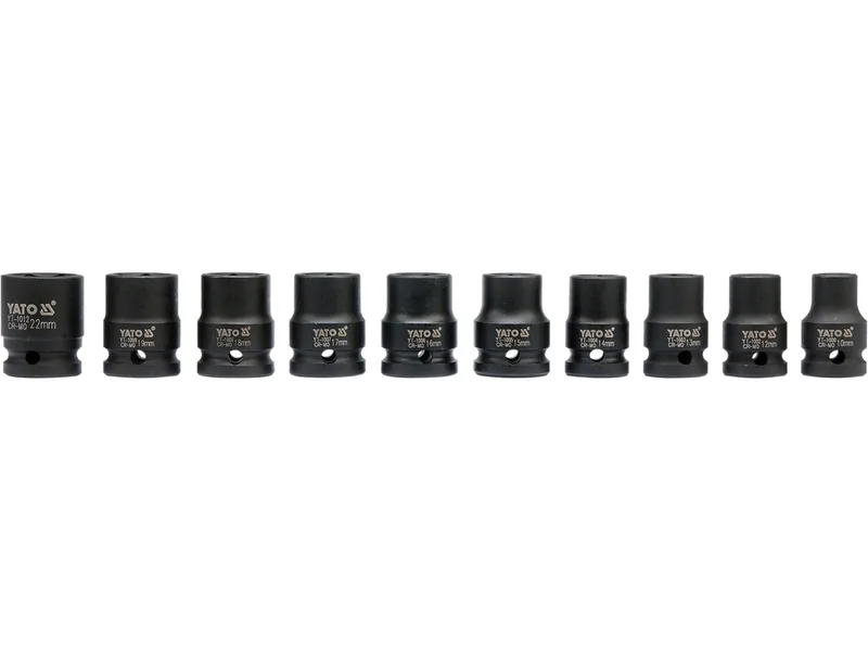 Набір головок торцевих ударних YATO : квадрат 1/2", M10-M22 мм. 10 Од.