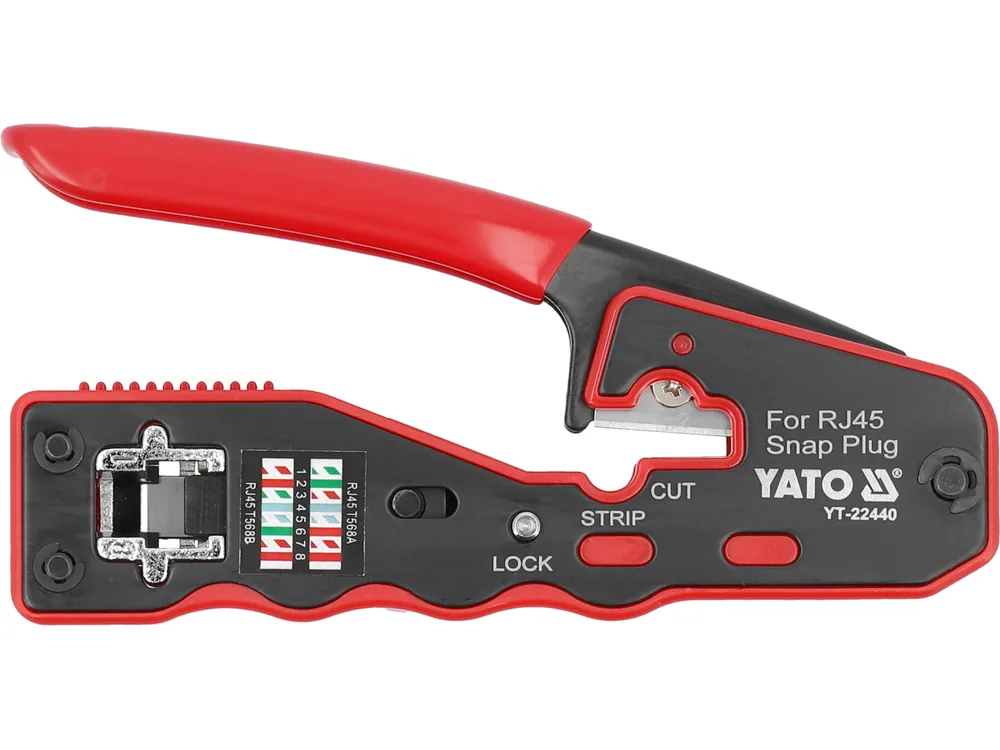Кліщі для обтискання і зачистки кабелів YATO : RJ45, L=135 мм