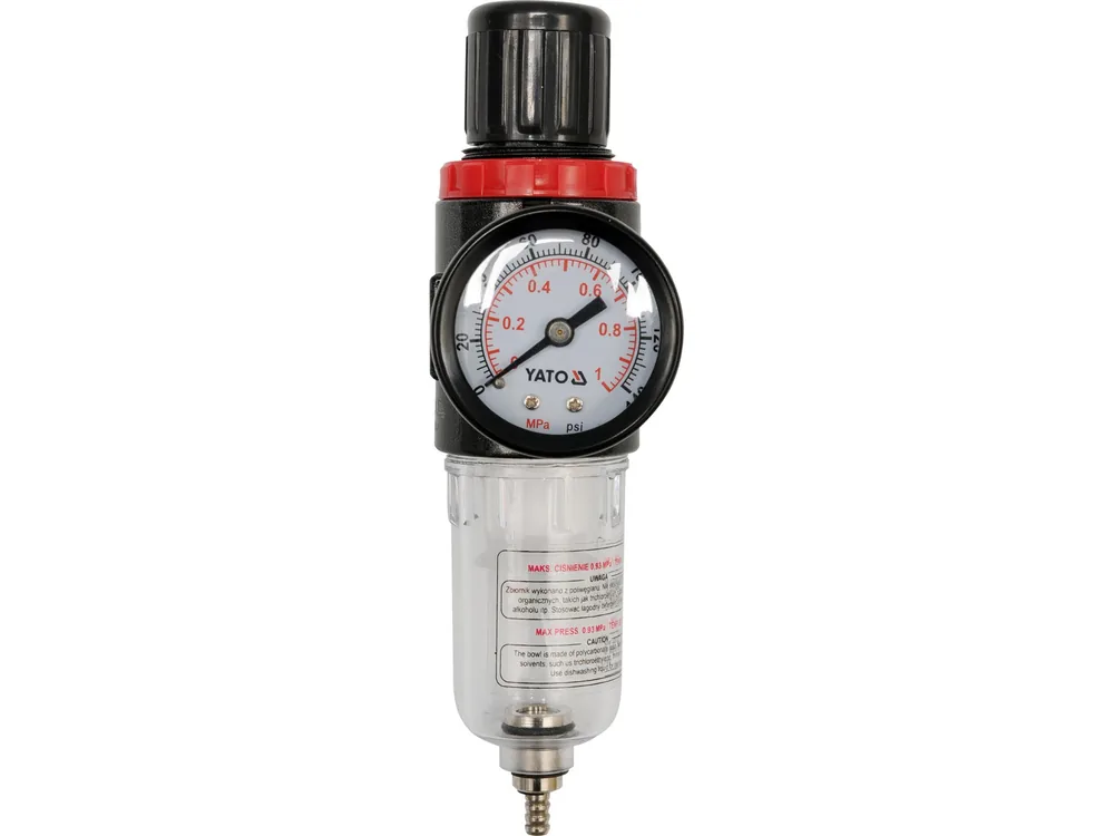 Фільтр пневматичний з редуктором і манометром YATO : 1/4", max. P= 0.93 MPa 60°max