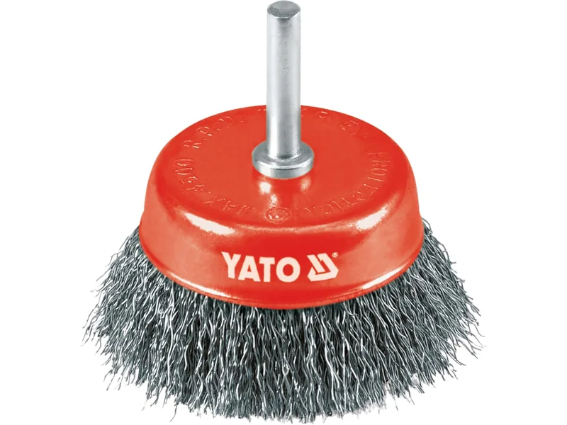 Щітка - крацовка YATO Чашка Ø=75 мм . сталь. шпиндель 6 мм. 4500 об/хв