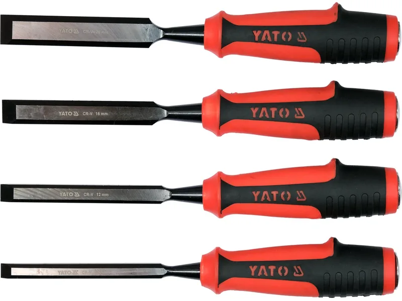 Стамески з полімерними ручками YATO : b= 10-12-16-20 мм, CrV. набір 4 шт.