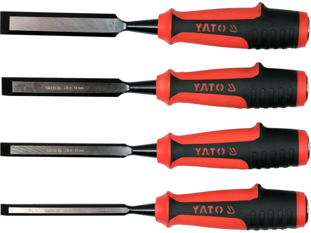 Стамески з полімерними ручками YATO : b= 10-12-16-20 мм, CrV. набір 4 шт.