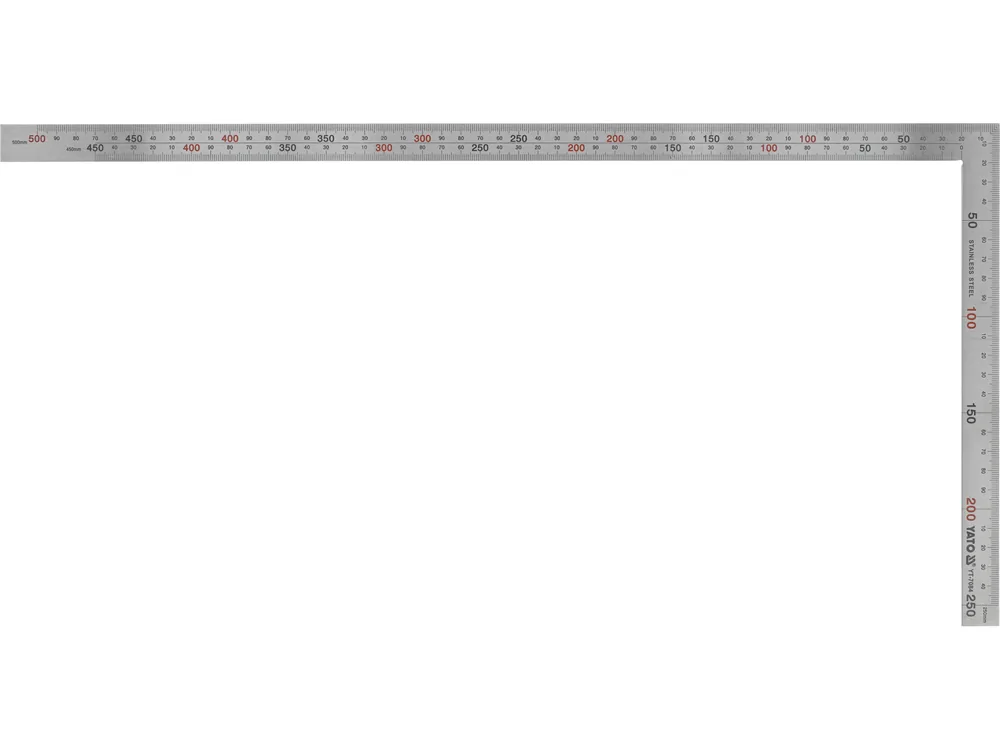 Кутник сталевий прямокутний YATO : 90° L= 250 х 500 мм