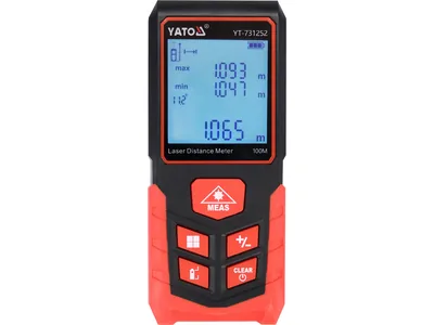 Дальномір лазерний YATO з LCD- дисплеєм дальн- 100м, похибка ±2мм, виміри площі і об'єму живл- 2-ААА