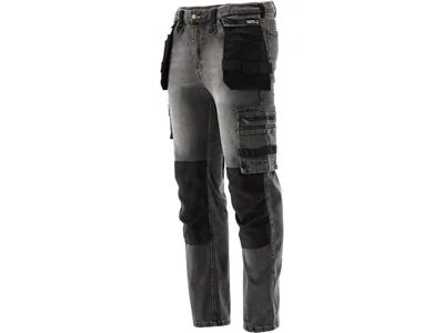 Штани робочі джинс стрейч YATO розмір L/XL 98-106 см, ріст- 180-188 см, сірі, 17 кише, 71%(DW)