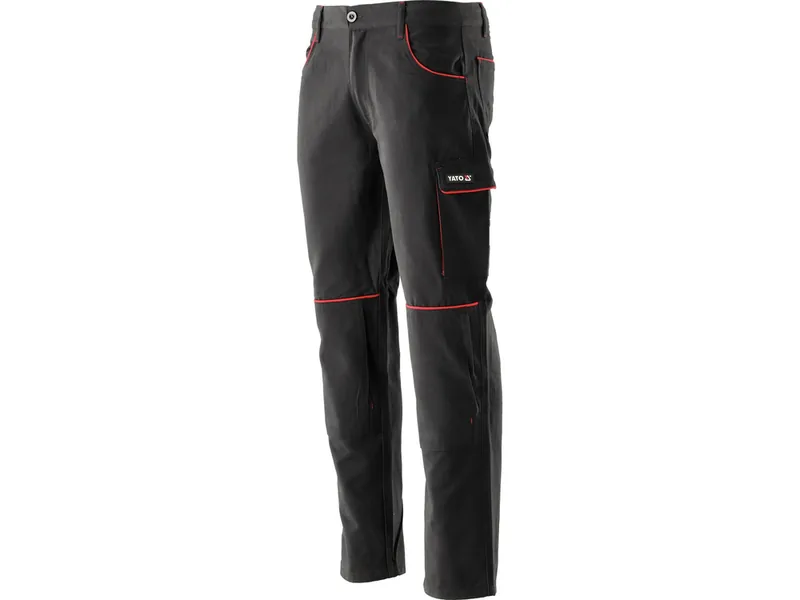 Штани робочі COMFY YATO розмір L/XL, чорно-червоні, 7 кишень, 100% бавовна