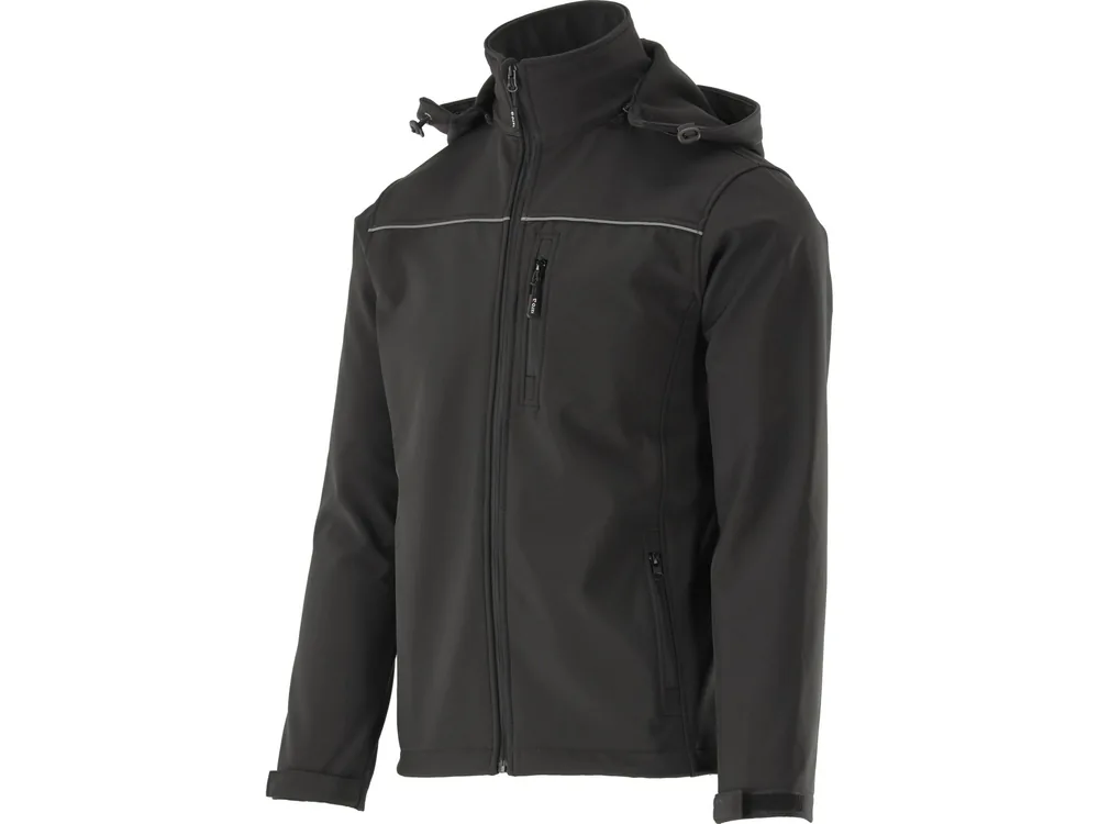 Куртка робоча SOFTSHELL з прикріпн капюшоном YATO розм M, чорна, 3 кишені, 96% поліест і 4% спандекс