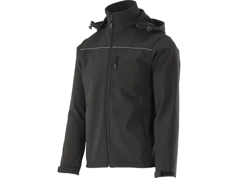 Куртка робоча SOFTSHELL з прикріпн капюшоном YATO розм L, чорна, 3 кишені, 96% поліест і 4% спандекс