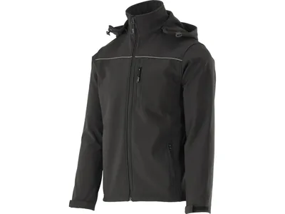 Куртка робоча SOFTSHELL з прикріпн капюшоном YATO розм L, чорна, 3 кишені, 96% поліест і 4% спандекс