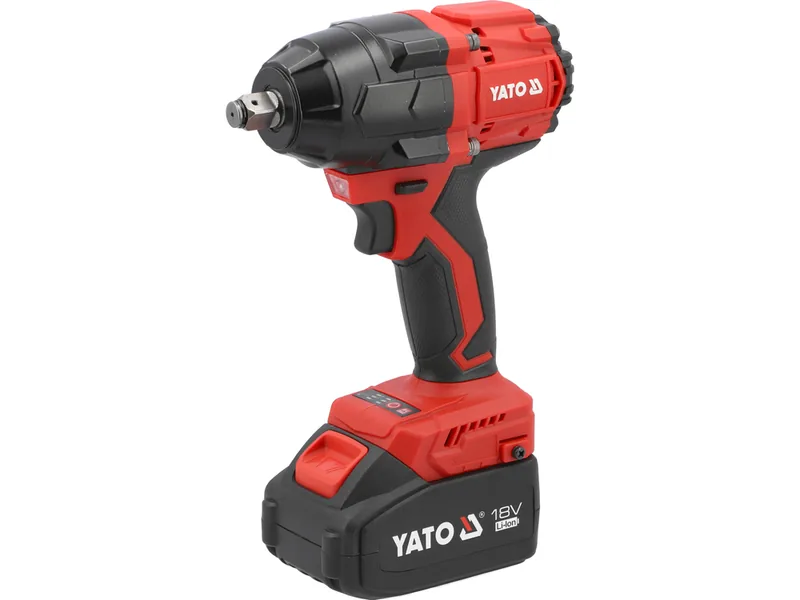 Гайковерт ударний безщітковий YATO: 2 акум.18 В Li-Ion 4 АГод, квадрат1/2", 850 Нм + зарядн. пристр