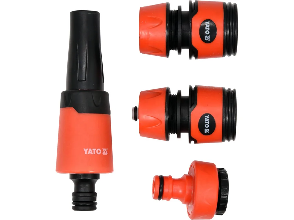 Зрошувач прямий YATO з набором з'єднань 1/2", 3/4", ABS-пластик, 4 шт